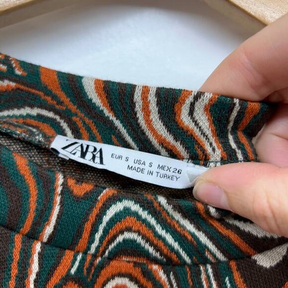 Zara Orange Green Colorful Funky Hippie Boxy Knit Long Sleeve Top Small - Picture 6 of 6